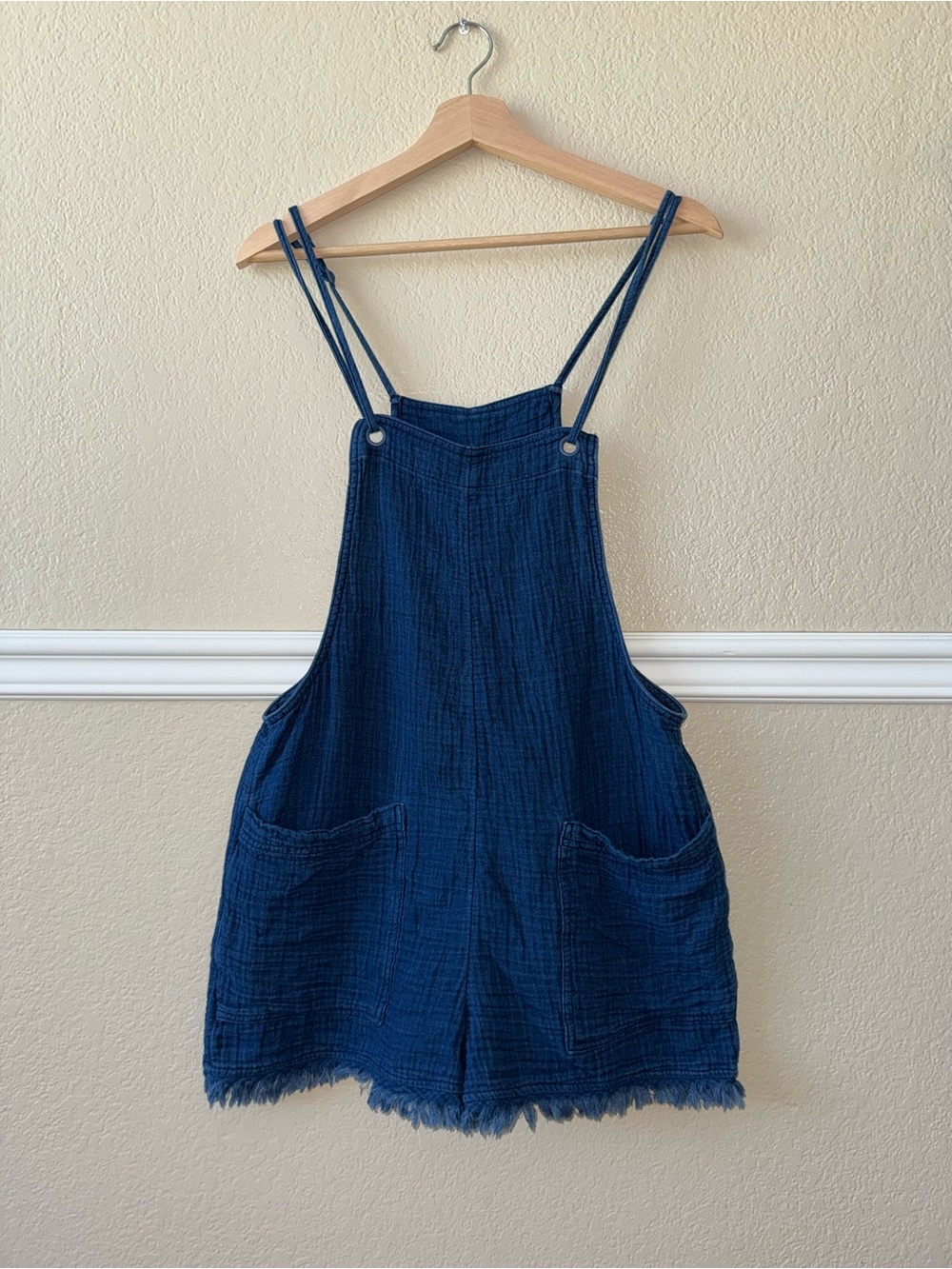 Aerie 100% Cotton Gauze Pool to Party Sleeveless Romper Blue Medium